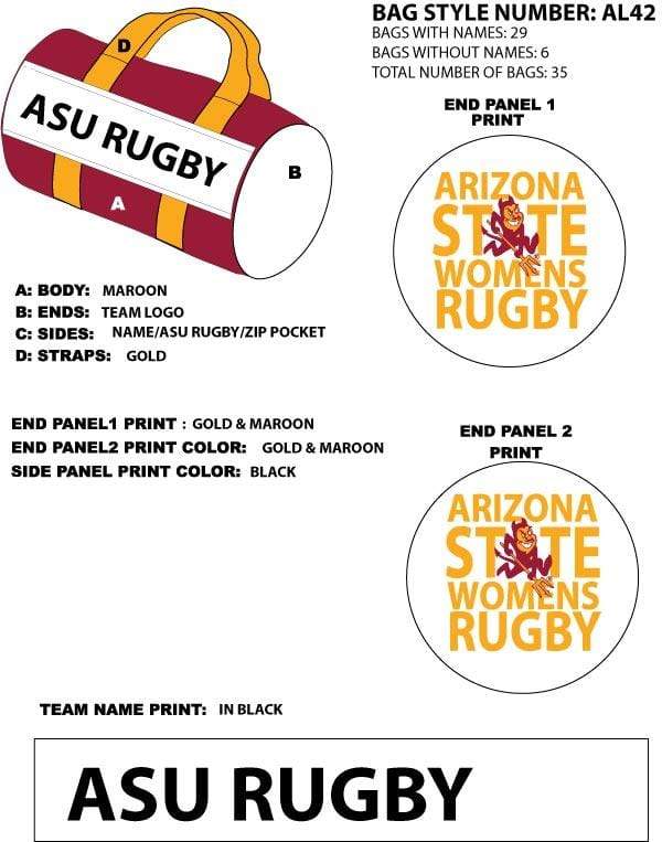 ASU Custom Duffel Bag - Ruggers Rugby Supply